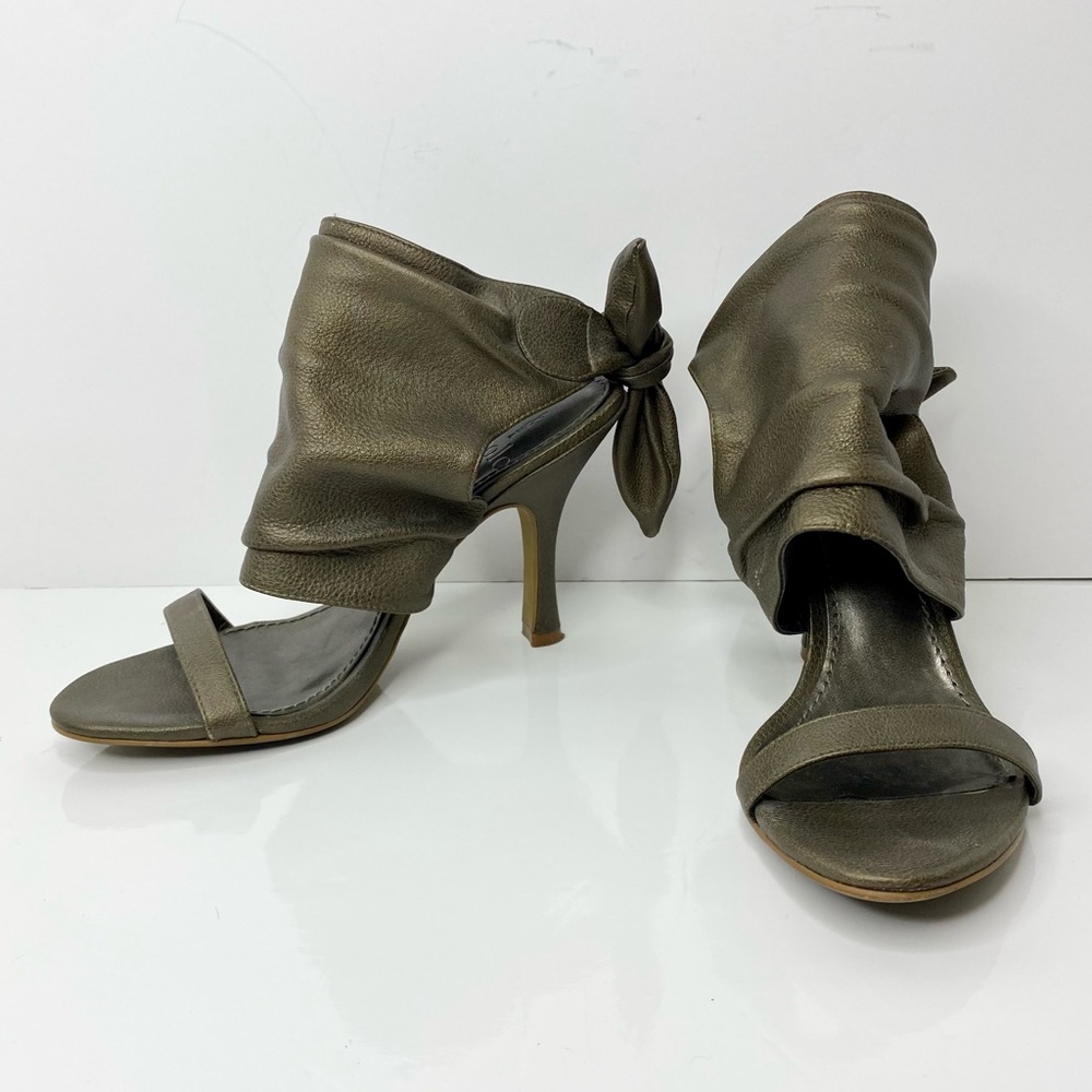 Linea Paolo Ruched Leather Wrapped Sandals